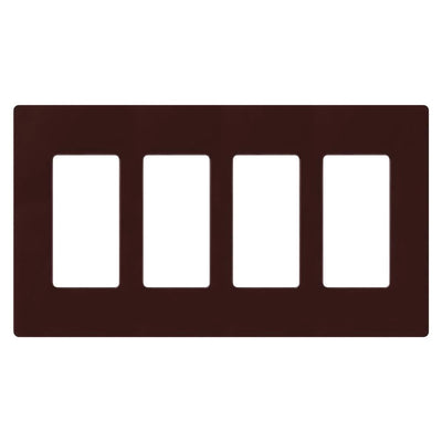 Lutron Claro Wallplate, Four-Gang, Gloss Brown, CW-4-BR