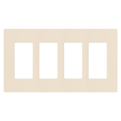 Lutron Claro Wallplate, Four-Gang, Gloss Light Almond, CW-4-LA