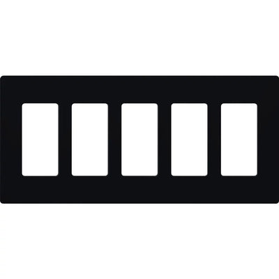 Lutron Claro Wallplate, 5-Gang, Black, CW-5-BL