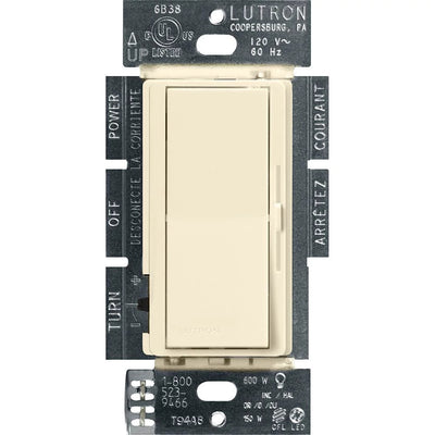 Lutron Diva LED+ Dimmer Switch, 150W LED, Single Pole/3-Way, No Neutral Required, 120V, DVCL-153PH-AL, Almond