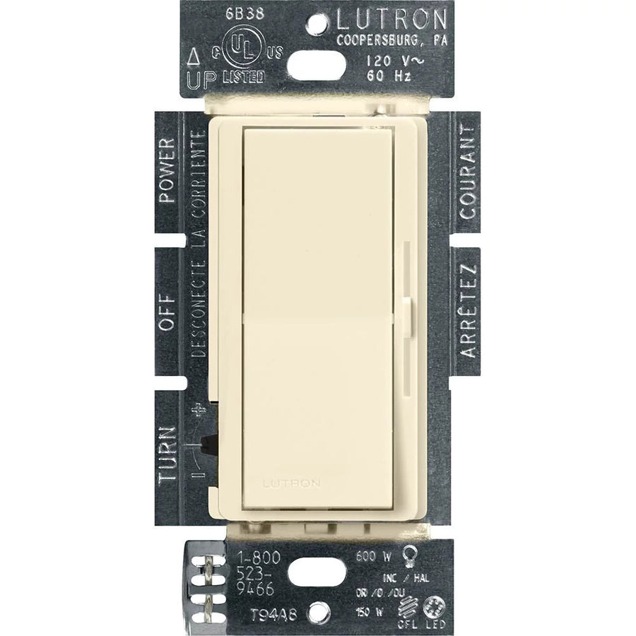 Lutron Diva LED+ Dimmer Switch, 150W LED, Single Pole/3-Way, No Neutral Required, 120V, DVCL-153PH-AL, Almond