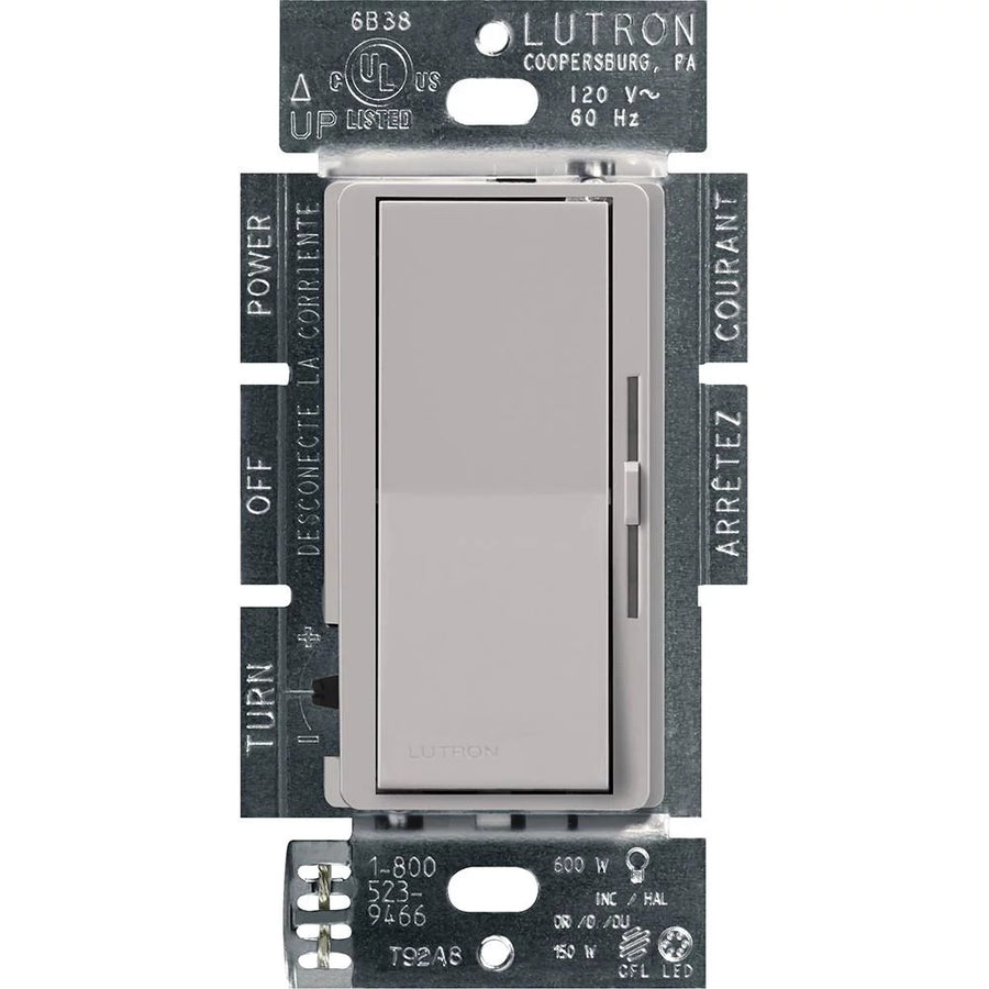 Lutron Diva LED+ Dimmer Switch, 150W LED, Single Pole/3-Way, No Neutral Required, 120V, DVCL-153P-GR, Gray