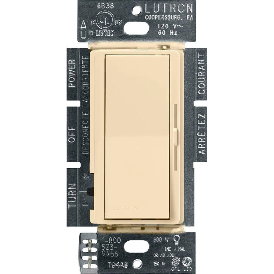 Lutron Diva LED+ Dimmer Switch, 150W LED, Single Pole/3-Way, No Neutral Required, 120V, DVCL-153P-IV, Ivory