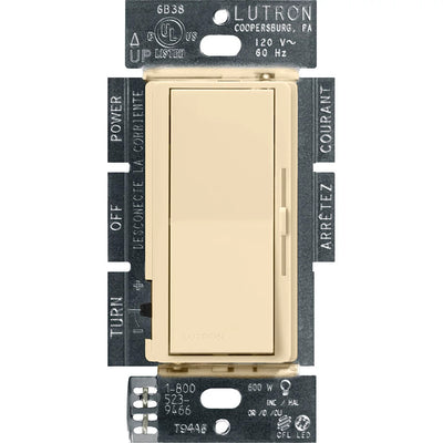 Lutron Diva LED+ Dimmer Switch, 250W LED, Single Pole/3-Way, No Neutral Required, 120V, DVCL-253P-IV, Ivory