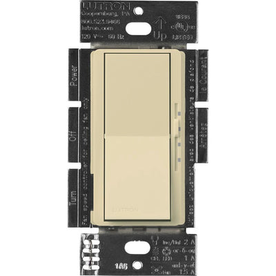 Lutron Diva 3-Speed Fan Control and On/Off Light Switch, 1.5A Fan, 1A LED, Single Pole/3-Way, No Neutral Required, 120V, DVFSQ-LF-IV, Ivory