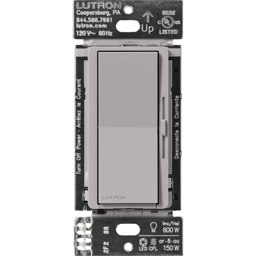 Lutron Diva Smart Dimmer Switch, Caseta, Gray, DVRF-6L-GR