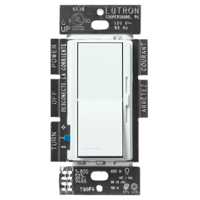 Lutron Diva LED+ Dimmer, 150W LED, Single-Pole/3-Way, Glacier White, DVSCCL-153P-GL