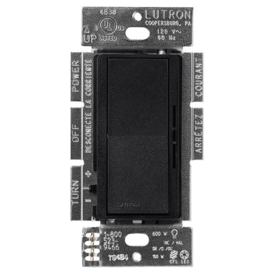Lutron Diva LED+ Dimmer Switch, 150W LED, Single Pole/3-Way, No Neutral Required, 120V, DVSCCL-153P-MN, Midnight