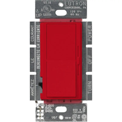 Lutron Diva LED+ Dimmer, 150W LED/600W Incandescent, Single-Pole/3-Way, Signal Red, DVSCCL-153P-SR