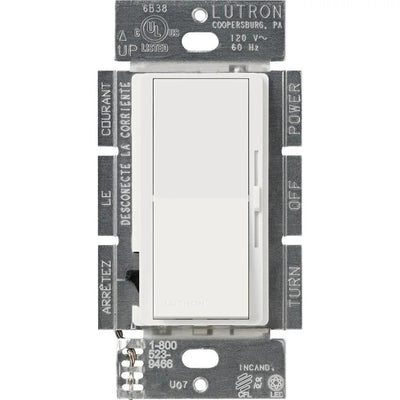 Lutron Diva LED+ Dimmer Switch, 250W LED, Single Pole/3-Way, No Neutral Required, 120V, DVSCCL-253P-SW, Snow
