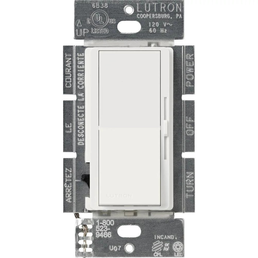 Lutron Diva LED+ Dimmer Switch, 250W LED, Single Pole/3-Way, No Neutral Required, 120V, DVSCCL-253P-SW, Snow