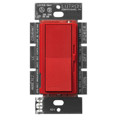 Lutron Diva 3-Speed Fan Control, 1.5A, Single-Pole/3-Way, Signal Red, DVSCFSQ-F-SR