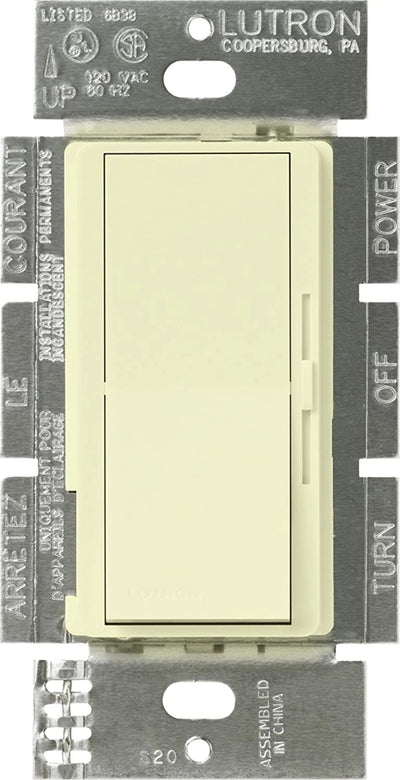 Lutron Diva 0-10V Dimmer Switch, 8A, 50mA Sink, Single-Pole/3-Way, No Neutral Required, 120V, DVSTV-AL, Almond