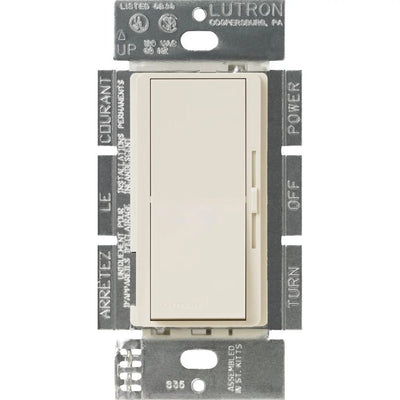 Lutron Diva 0-10V Dimmer Switch, 8A, 50mA Sink, Single-Pole/3-Way, No Neutral Required, 120V, DVSTV-LA, Light Almond