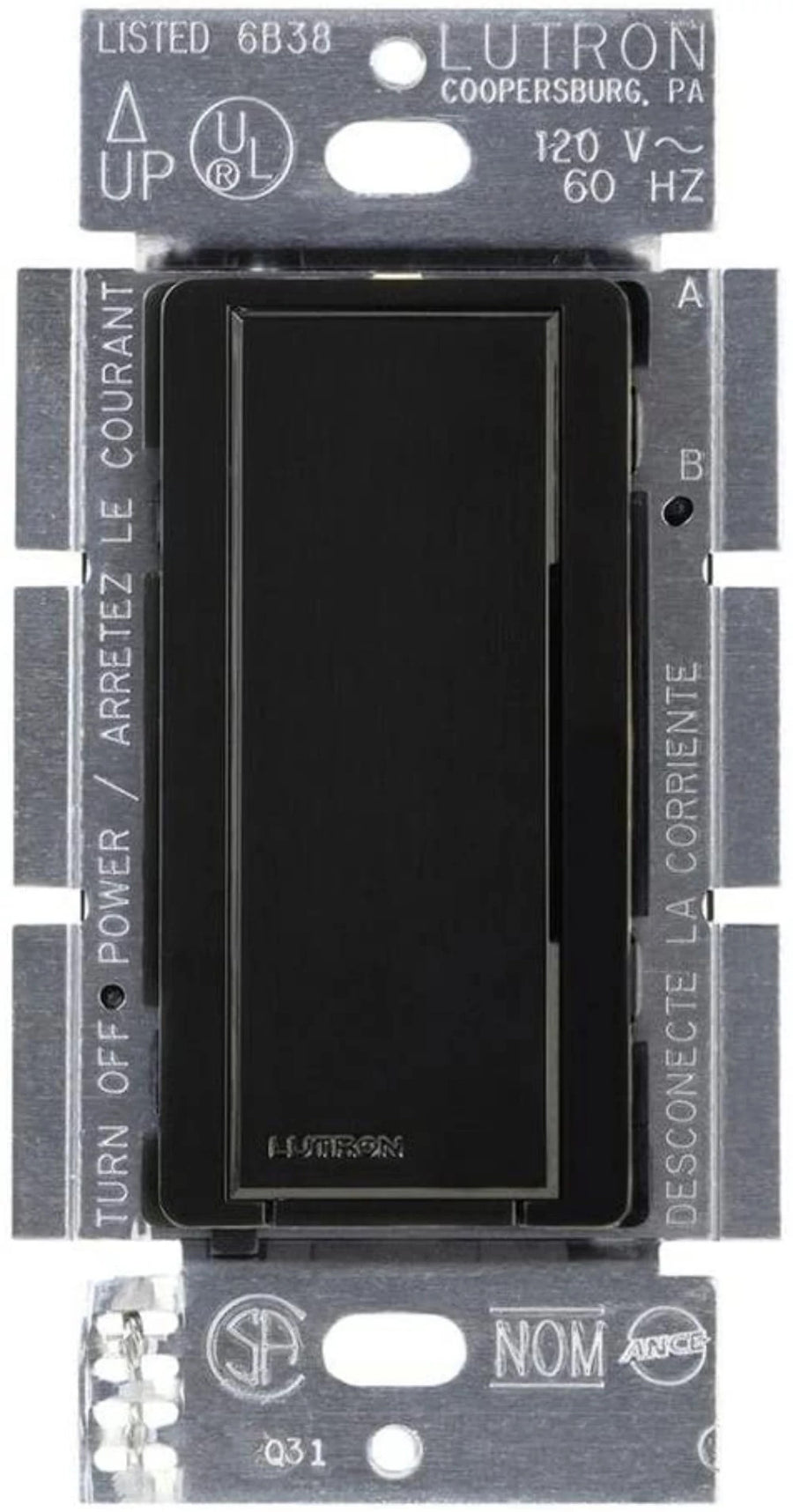 Lutron Maestro Companion Switch, Multi-Location, 120V, Black, MA-AS-BL