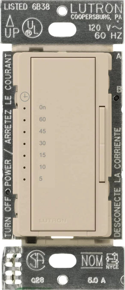 Lutron Maestro Countdown Timer, 5A, Multi-location, Neutral Required, Taupe, MA-T51MN-TP