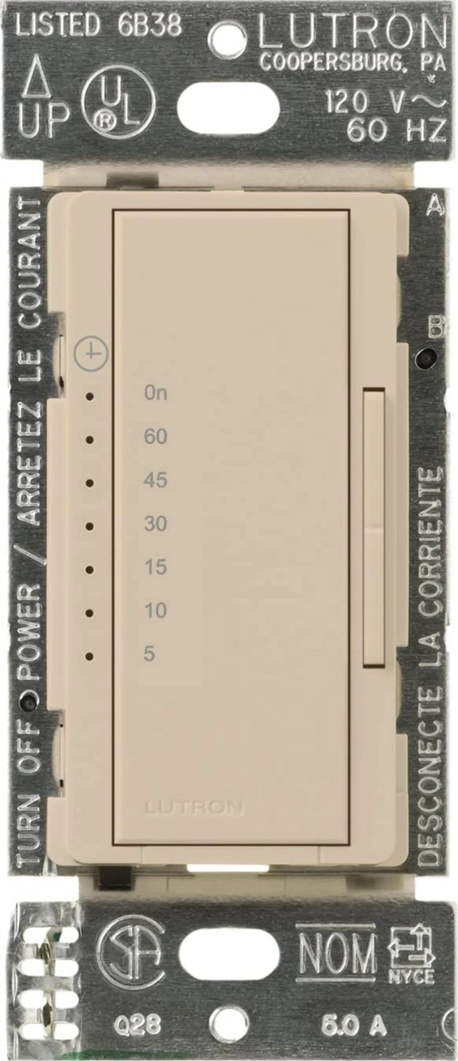 Lutron Maestro Countdown Timer, 5A, Multi-location, Neutral Required, Taupe, MA-T51MN-TP