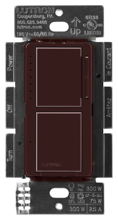 Lutron Maestro LED+ Dual Dimmer/Switch, 75W, Dimmable, Bronze, MACL-L3S25-BR