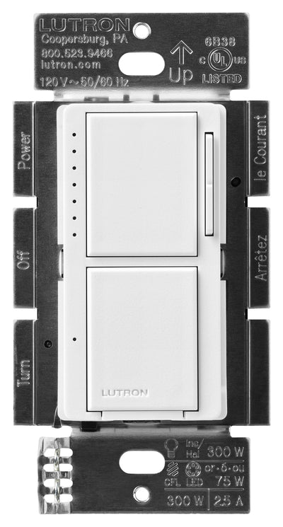 Lutron Maestro LED+ Dual Dimmer/Switch, 75W, Dimmable, Stone White, MACL-L3S25-SW