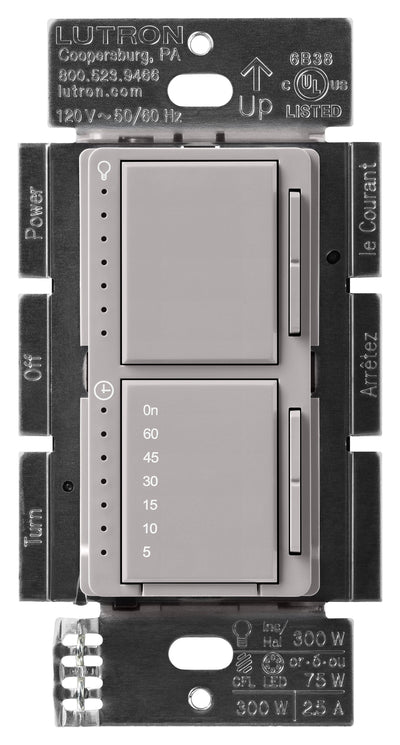 Lutron Maestro LED+ Dual Dimmer Timer, 75W, Gray, MACL-L3T251-GR