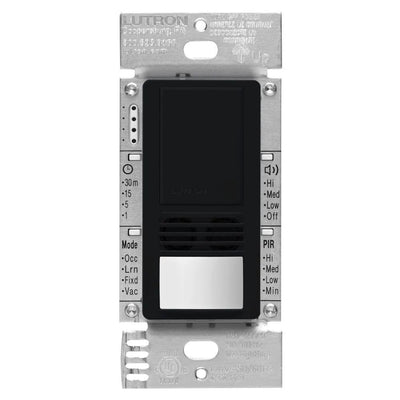 Lutron Maestro Dual-Tech Motion Sensor Switch, 6A, 120-277V, Single Pole, Ground or Neutral Required, MS-A102-BL, Black