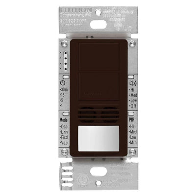 Lutron Maestro Dual Circuit Dual-Tech Motion Sensor Switch, 6A, 120-277V, Single Pole, Ground or Neutral Required, MS-A202-BR, Brown