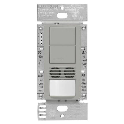 Lutron Maestro Dual Circuit Dual-Tech Motion Sensor Switch, 6A, 120-277V, Single Pole, Ground or Neutral Required, MS-A202-GR, Gray