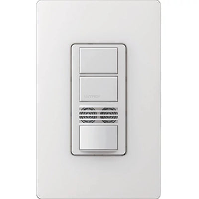 Lutron Maestro Dual Circuit Dual-Tech Motion Sensor Switch, 6A, 120-277V, Single Pole, Ground or Neutral Required, MS-A202-SW, Snow