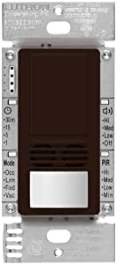 Lutron Maestro Dual-Tech Motion Sensor Switch, 6A, 120-277V, Single Pole/3-Way, Neutral Required, MS-B102-BR, Brown