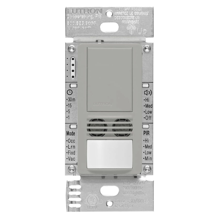 Lutron Maestro Dual-Tech Motion Sensor Switch, 6A, 120-277V, Single Pole/3-Way, Neutral Required, MS-B102-GR, Gray