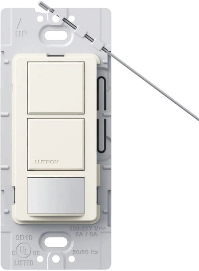 Lutron Maestro Dual Circuit Motion Sensor Switch, 6A Light/4.4A Fan, 120-277V, Dual Single Pole, Ground or Neutral Required, MS-OPS6-DDV-BI, Biscuit
