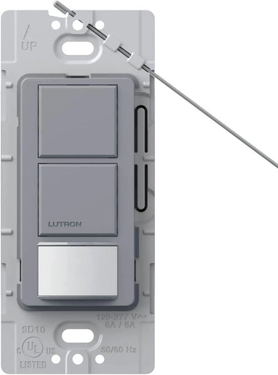 Lutron Maestro Dual Circuit Motion Sensor Switch, 6A Light/4.4A Fan, 120-277V, Dual Single Pole, Ground or Neutral Required, MS-OPS6-DDV-GR, Gray