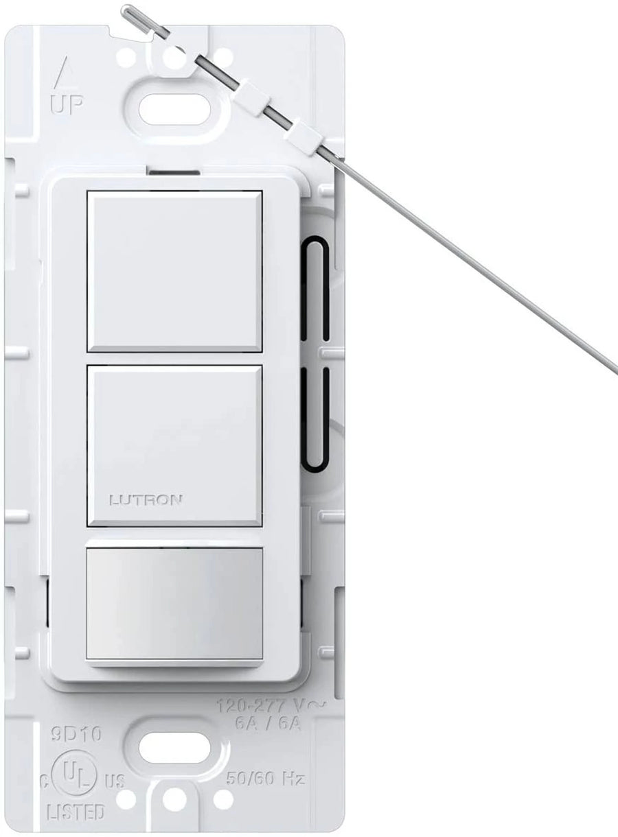 Lutron Maestro Dual Circuit Motion Sensor Switch, 6A Light/4.4A Fan, 120-277V, Dual Single Pole, Ground or Neutral Required, MS-OPS6-DDV-WH, White