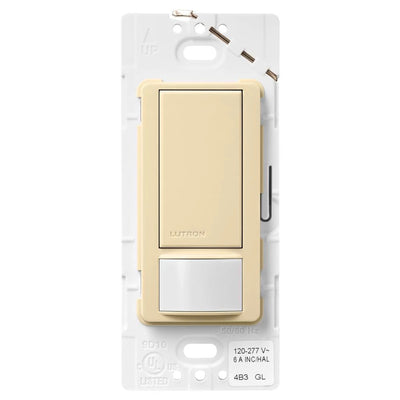 Lutron Maestro Motion Sensor Switch, Ground or Neutral Required, 6A Light, 3A Fan, 120-277V, Single/Multi-Location, MS-OPS6M2-DV-IV, Ivory