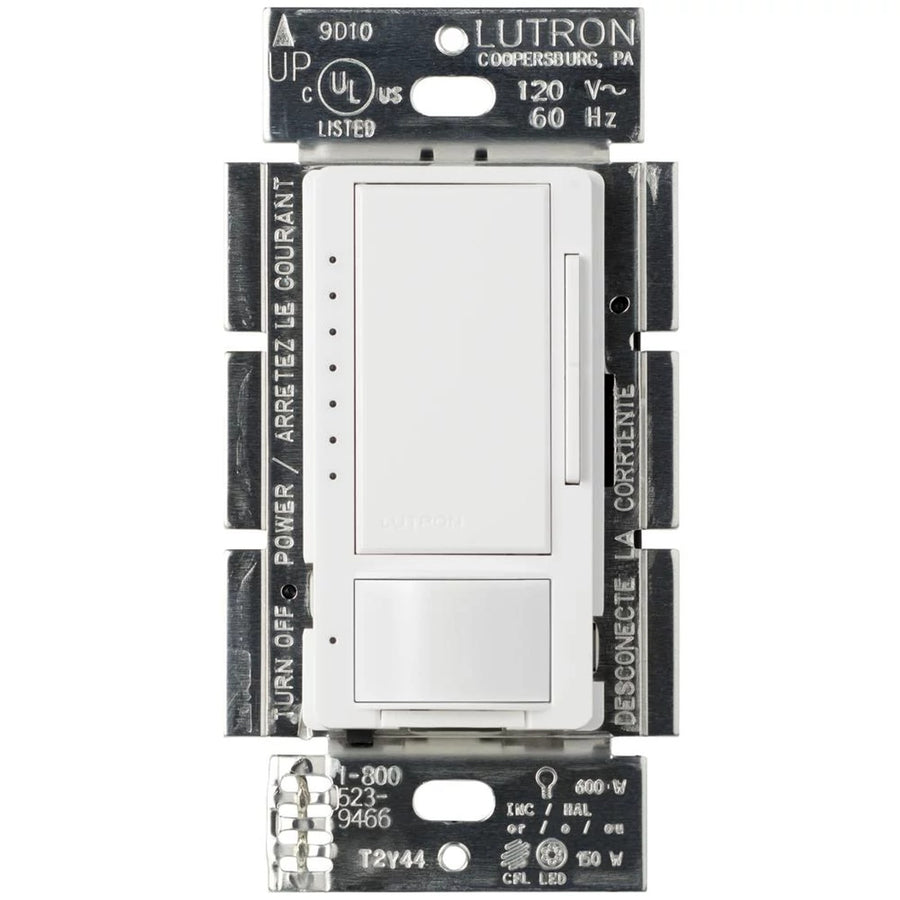 Lutron Maestro LED+ Motion Sensor Dimmer Switch, 150W LED, 120V, Single Pole/Multi-Location, MSCL-OP153M-WH, White