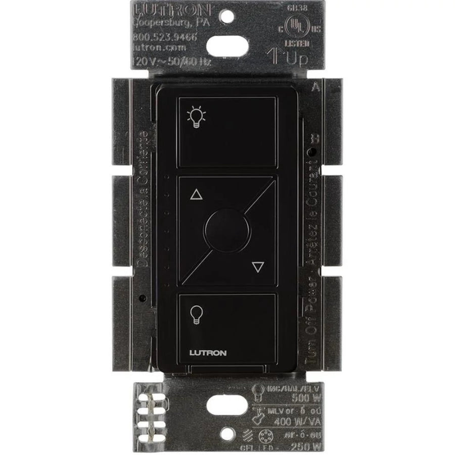 Lutron Caseta Original Smart Dimmer Switch for ELV+ Lighting, Phase Selectable, 250W LED/400VA MLV/500W ELV, Neutral Required, 120V, PD-5NE-BL, Black