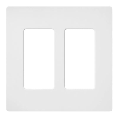 Lutron Claro Wallplate, Two-Gang, Satin Finish, Snow, SC-2-SW