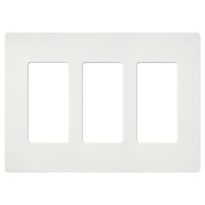Lutron Claro 3-Gang Wallplate, Satin Finish, Architectural White, SC-3-RW