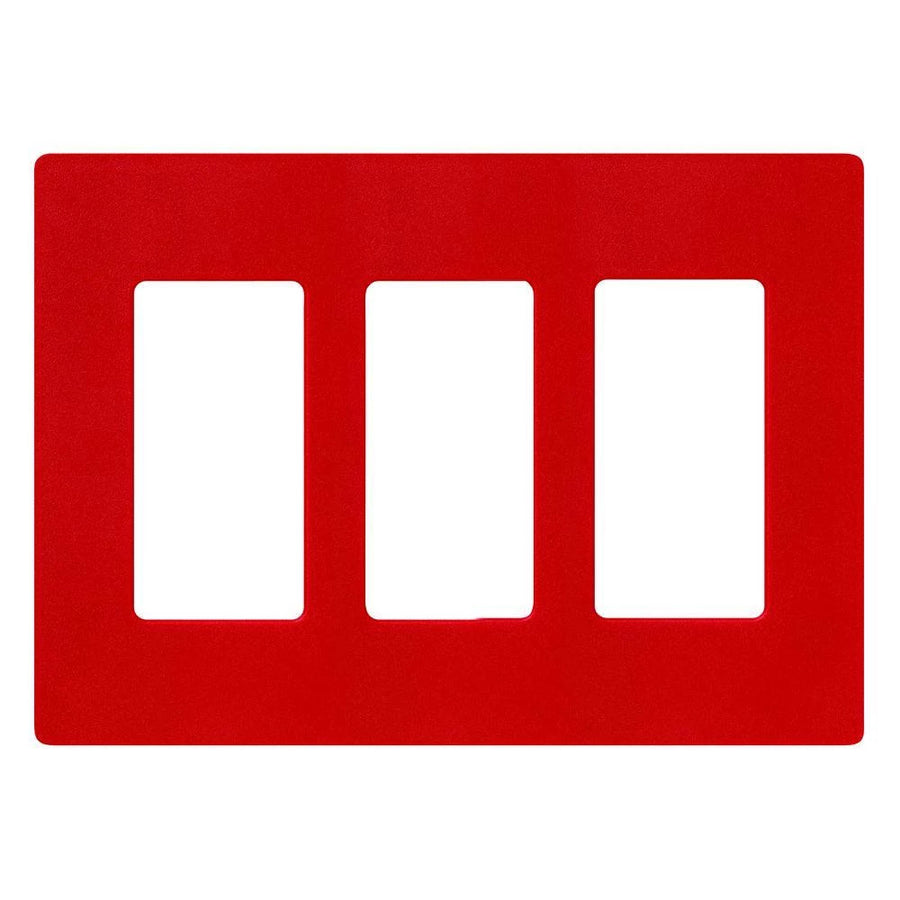Lutron Claro 3-Gang Wallplate, Satin Finish, Signal Red, SC-3-SR