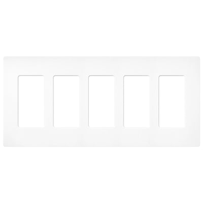 Lutron Claro Wallplate, 5-Gang, Satin Finish, Brilliant White, SC-5-BW