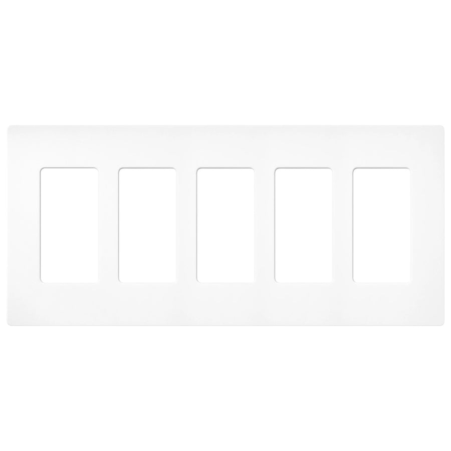 Lutron Claro Wallplate, 5-Gang, Satin Finish, Brilliant White, SC-5-BW