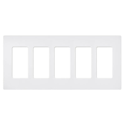 Lutron Claro Wallplate, 5-Gang, Satin Finish, Snow, SC-5-SW