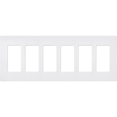 Lutron Claro Wallplate, Six-Gang, Satin Finish, Snow, SC-6-SW