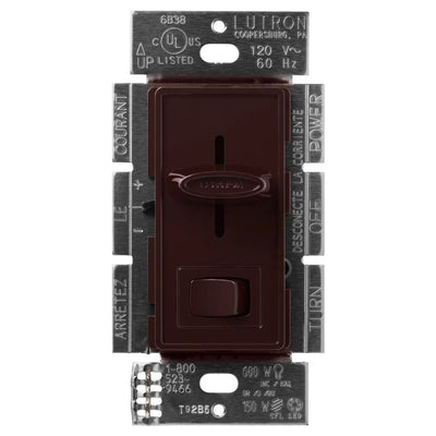 Lutron Skylark LED+ Dimmer Switch, No Neutral Required, 150W LED or 600W Inc/Hal, 120V, Single Pole/3-Way, SCL-153P-BR, Brown