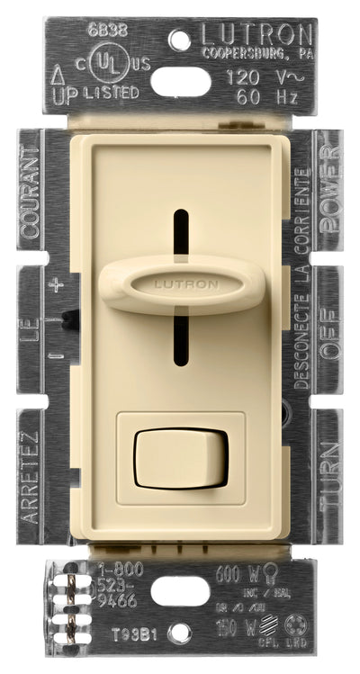Lutron Skylark LED+ Dimmer Switch, No Neutral Required, 150W LED or 600W Inc/Hal, 120V, Single Pole/3-Way, SCL-153P-IV, Ivory