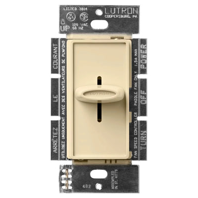Lutron Skylark Quiet Fan Speed Control, 1.5A, 3-Speed, 120V, Ivory, SFSQ-F-IV