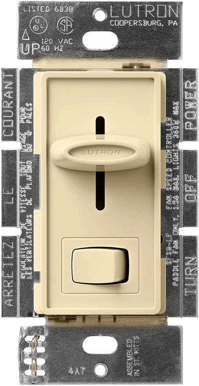 Lutron Skylark Quiet Dual Light/Fan Control, 360W Light, 1.5A Fan, 120V, Ivory, SFSQ-LF-IV