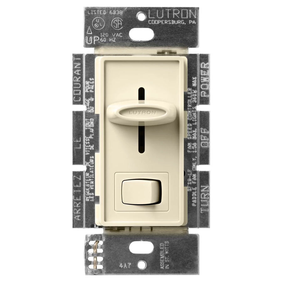 Lutron Skylark Quiet Fan/Light Control, Single-pole, 3-Speed, 120V, Almond, SFSQ-LFH-AL