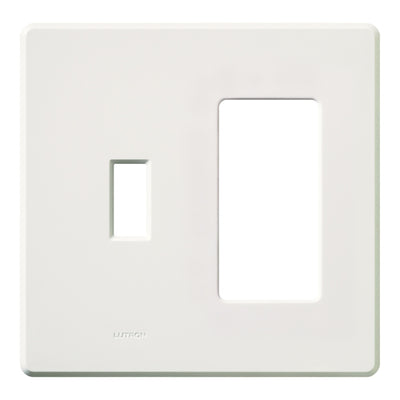 Lutron Fassada 2-Gang Combination Traditional/Designer Wallplate, White, FG-2-TD-WH