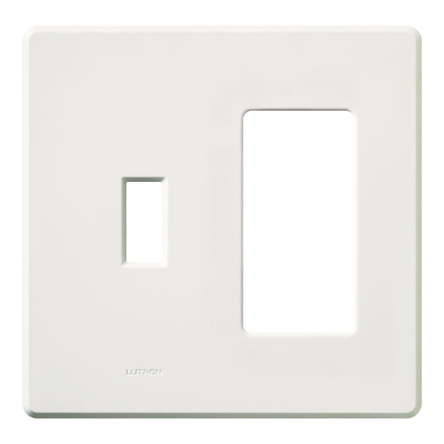 Lutron Fassada 2-Gang Combination Traditional/Designer Wallplate, White, FG-2-TD-WH